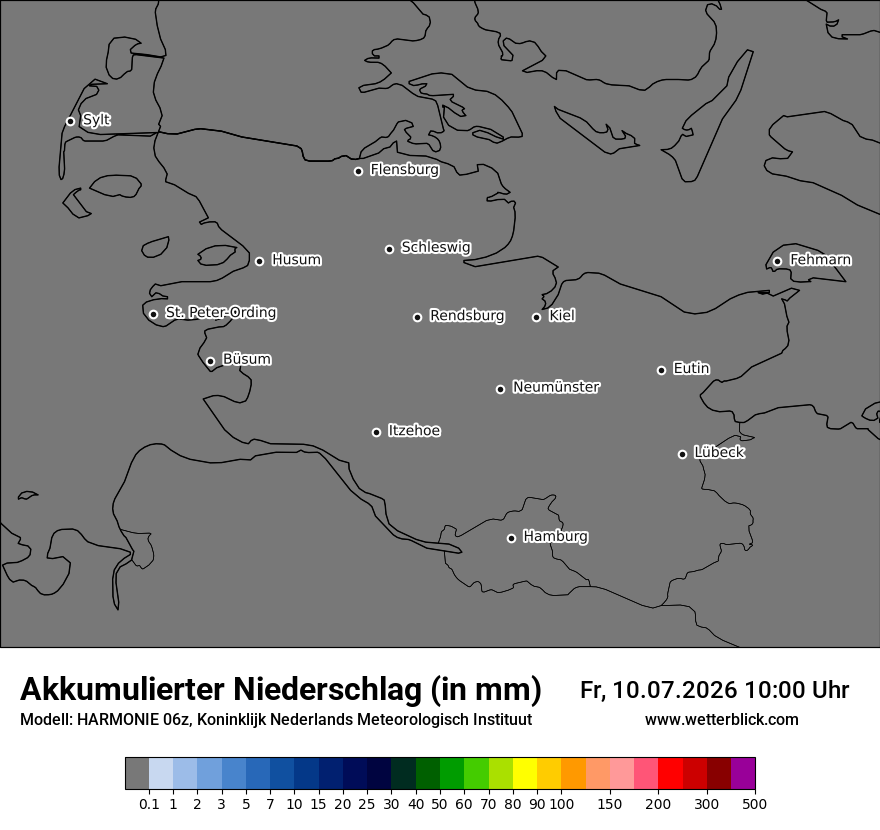 Modellkarte HARMONIE – tot_prec – sh