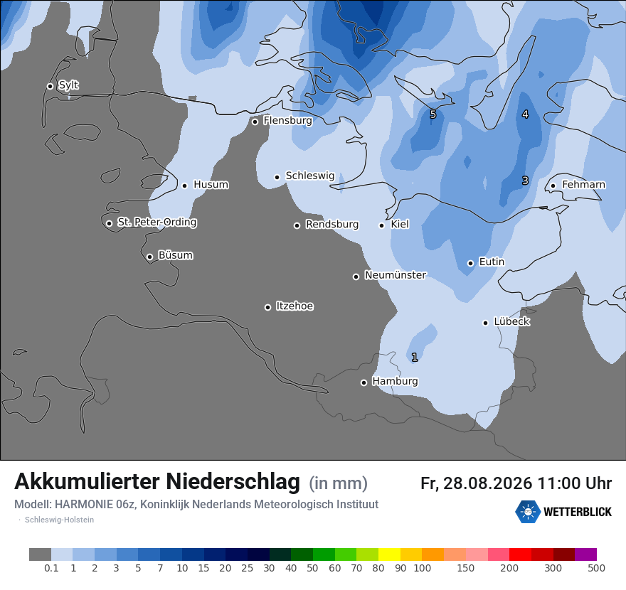 Modellkarte HARMONIE – tot_prec – sh
