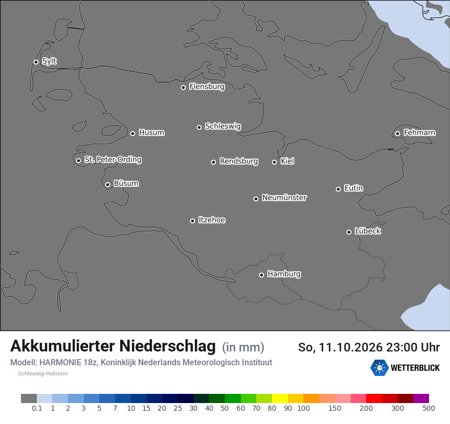 Modellkarte HARMONIE – tot_prec – sh