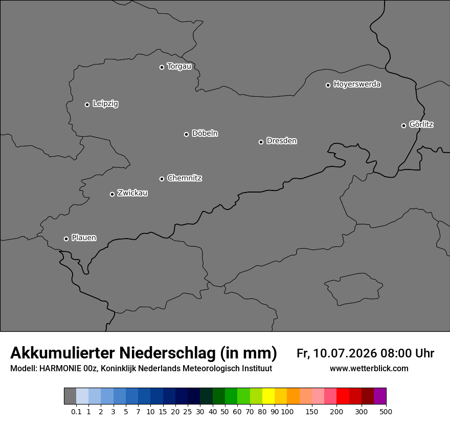 Modellkarte HARMONIE – tot_prec – sn