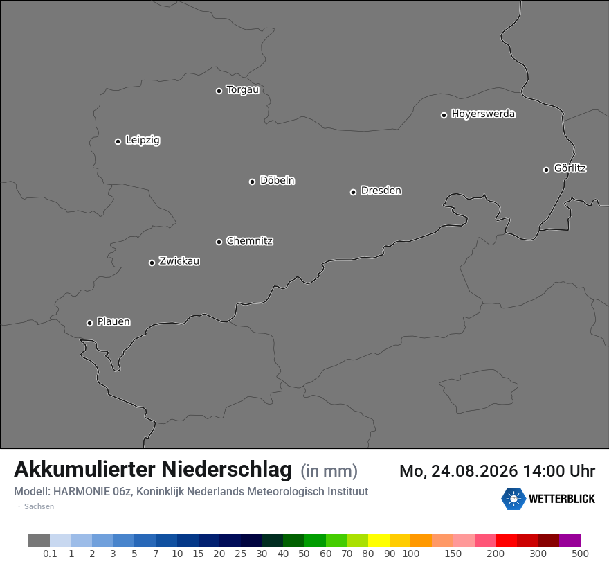 Modellkarte HARMONIE – tot_prec – sn