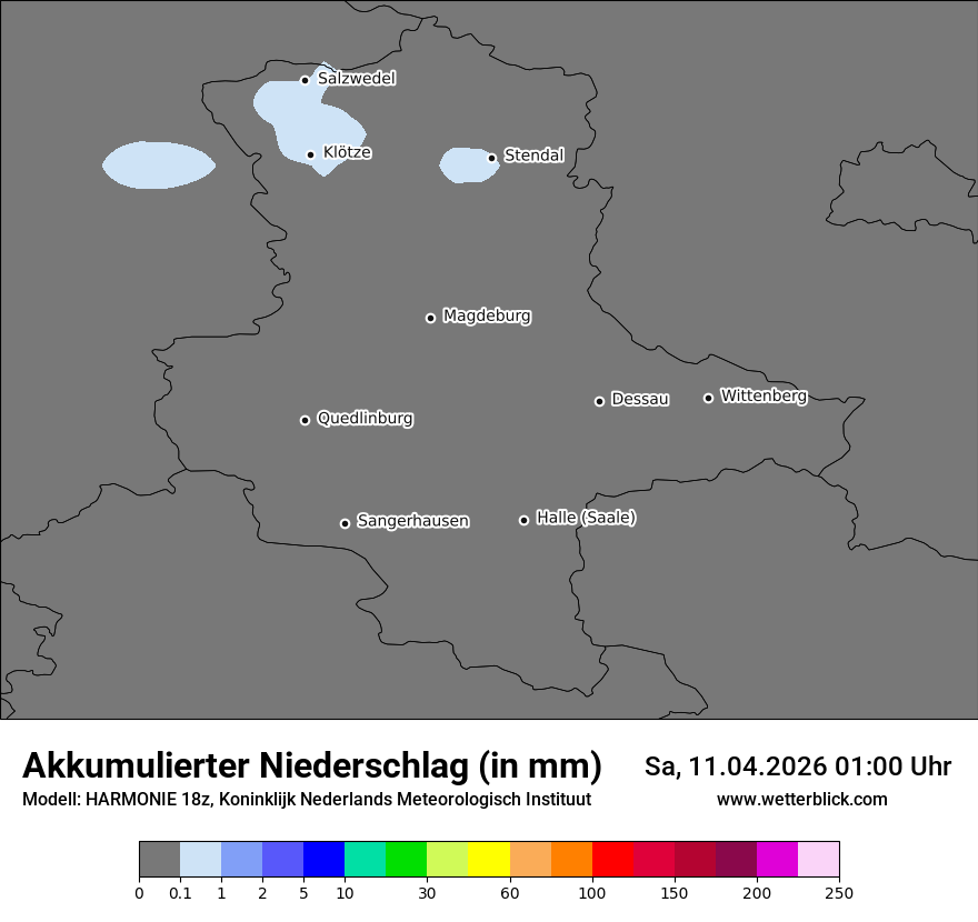 Modellkarte HARMONIE – tot_prec – st