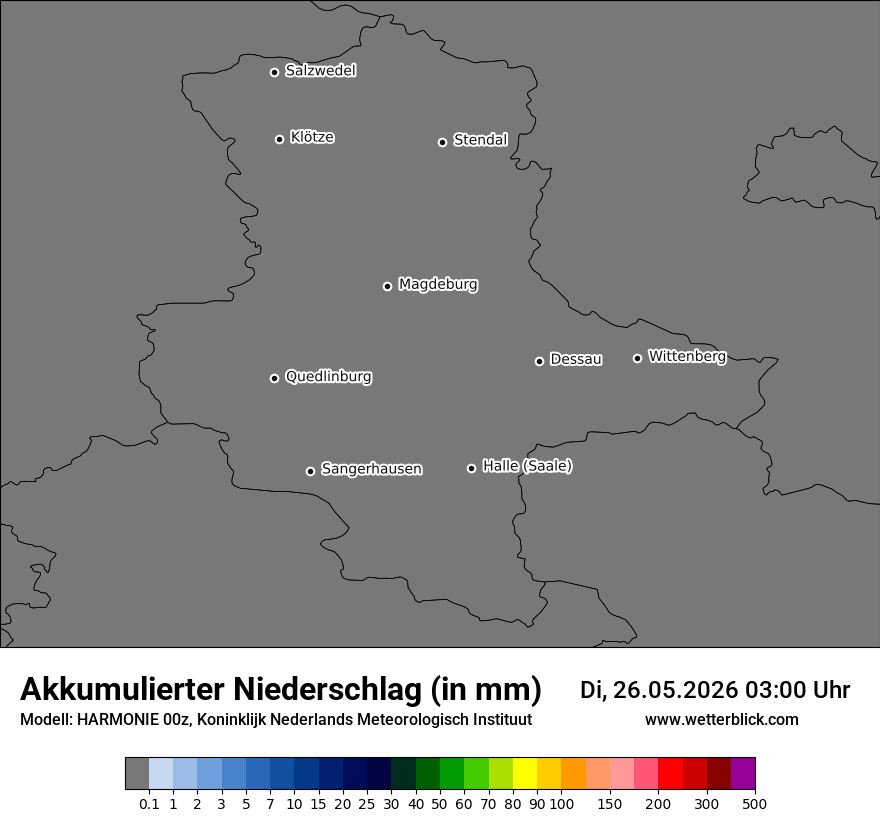 Modellkarte HARMONIE – tot_prec – st