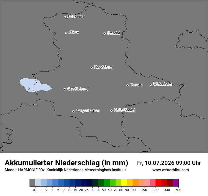 Modellkarte HARMONIE – tot_prec – st