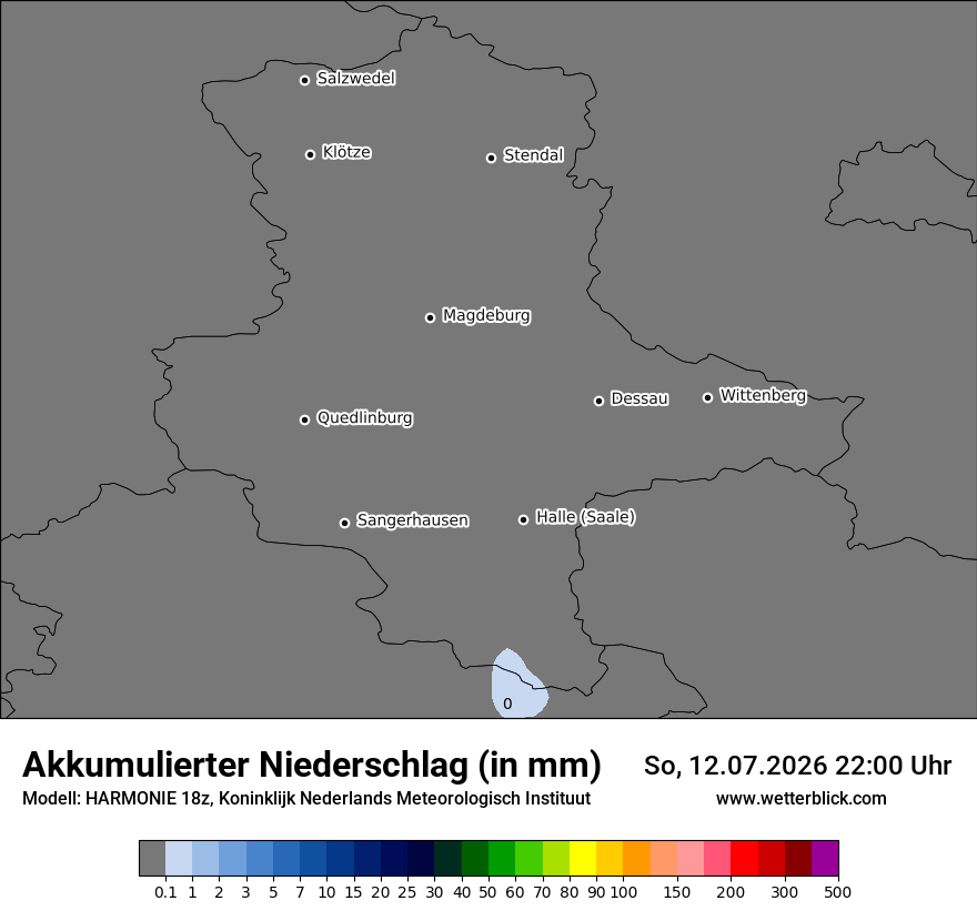 Modellkarte HARMONIE – tot_prec – st