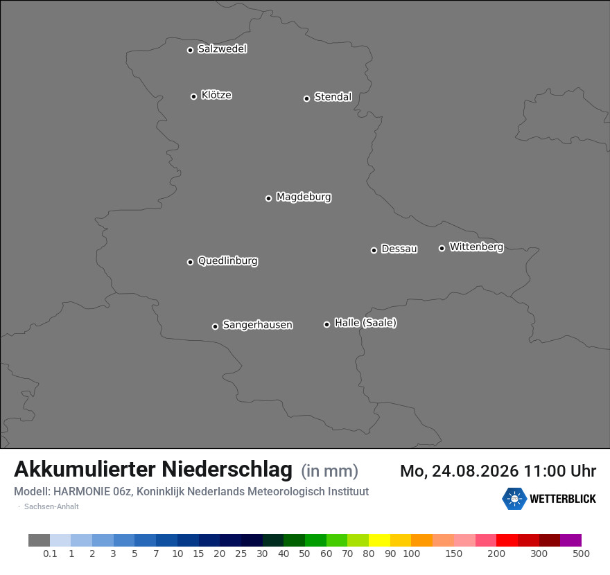 Modellkarte HARMONIE – tot_prec – st