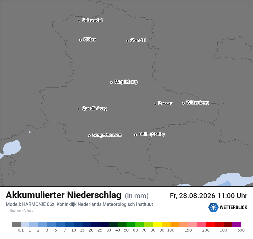 Modellkarte HARMONIE – tot_prec – st