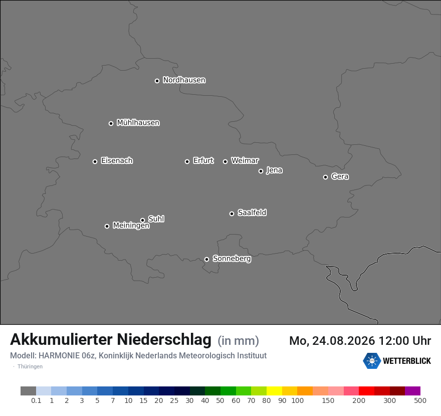 Modellkarte HARMONIE – tot_prec – th