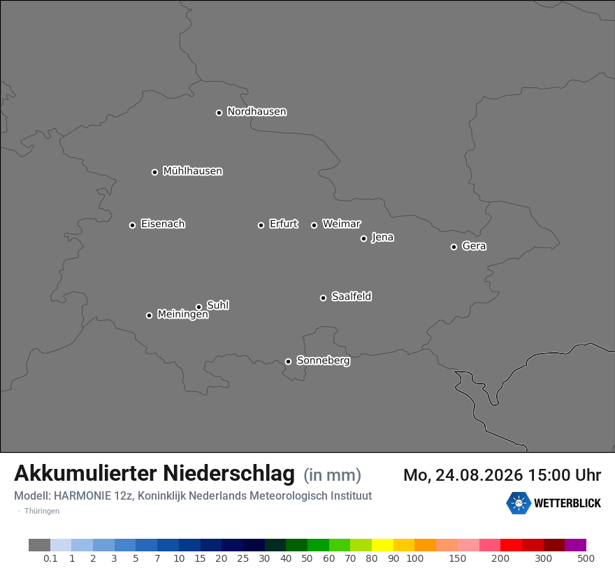 Modellkarte HARMONIE – tot_prec – th