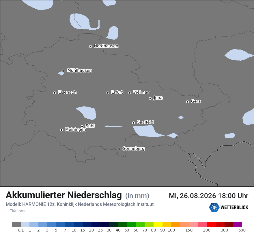 Modellkarte HARMONIE – tot_prec – th