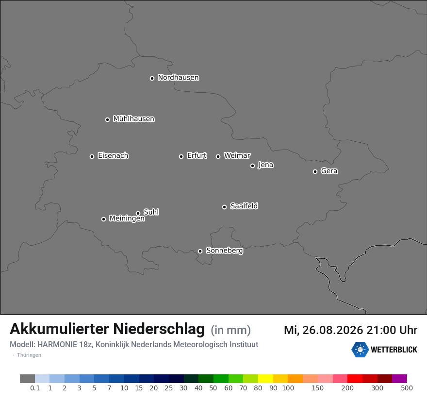 Modellkarte HARMONIE – tot_prec – th