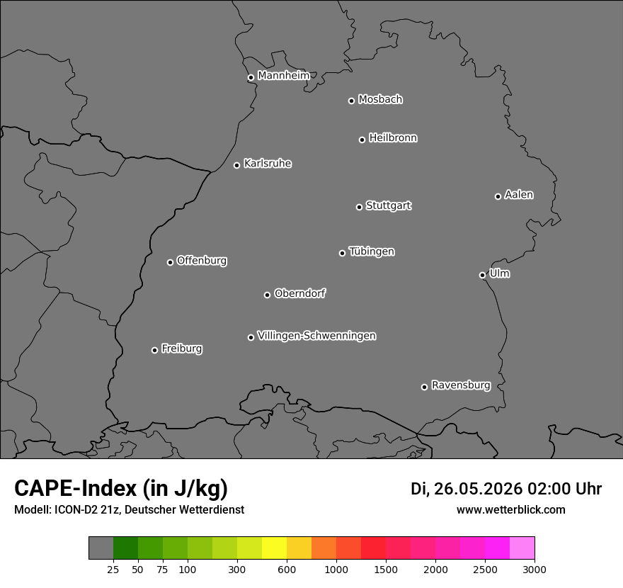 Modellkarte ICON-D2 – cape – bw