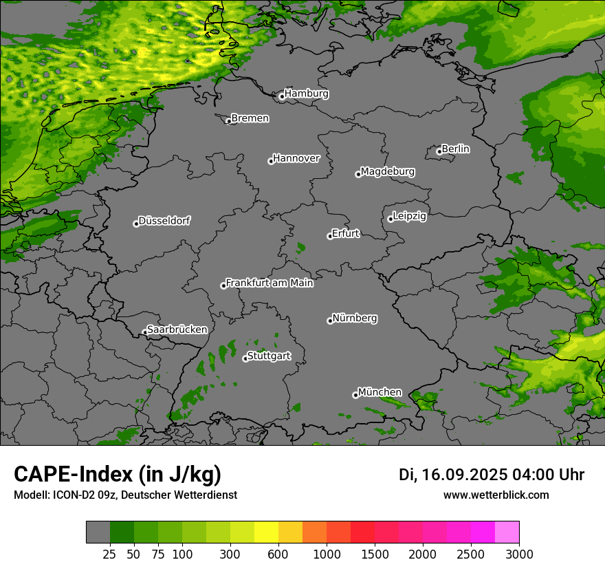 Modellkarten CAPE-Index in Deutschland