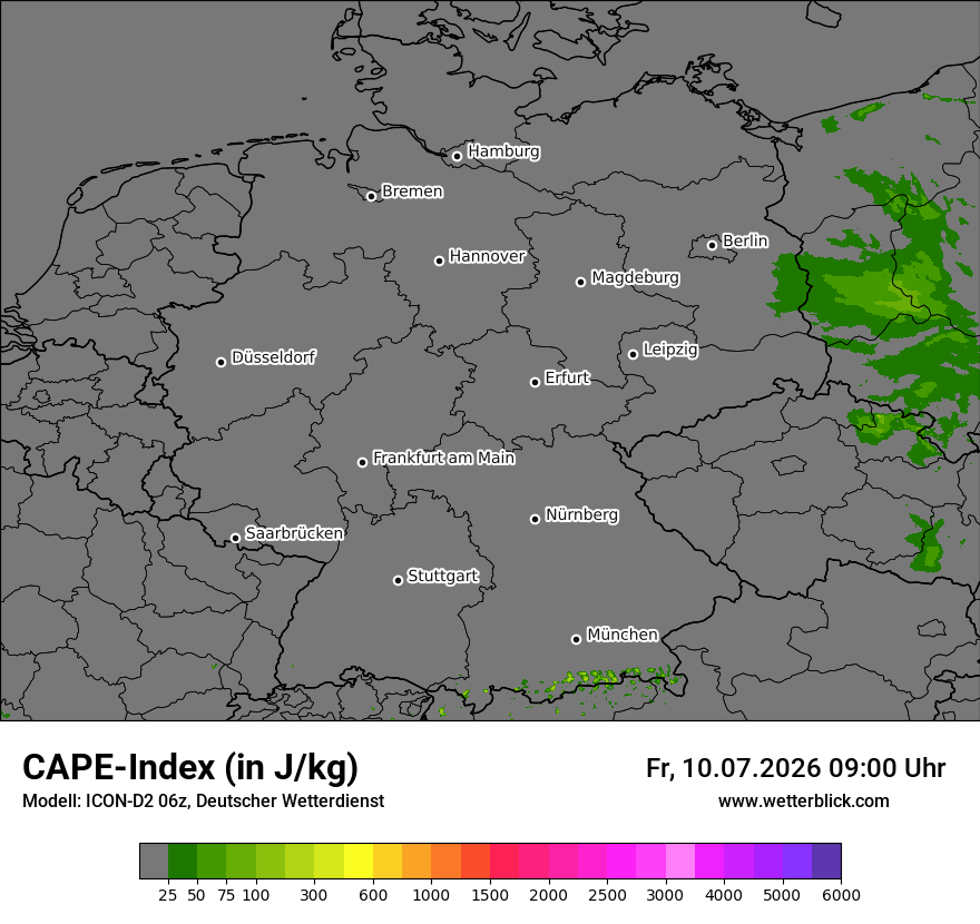 Modellkarte ICON-D2 – cape – deutschland
