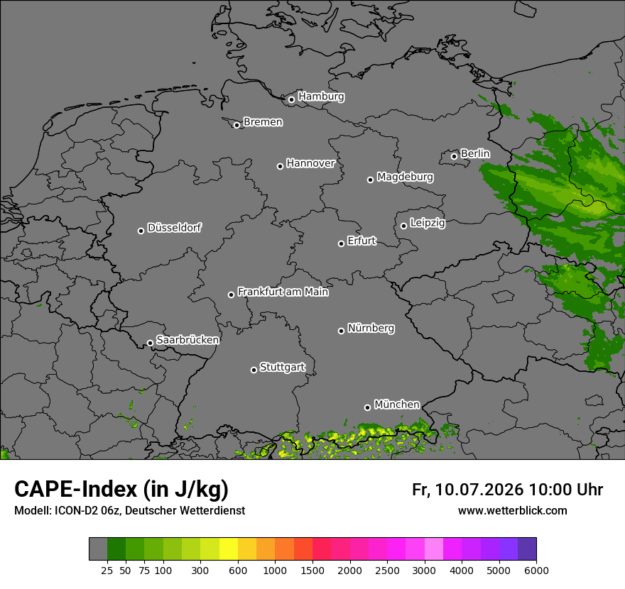 Modellkarte ICON-D2 – cape – deutschland