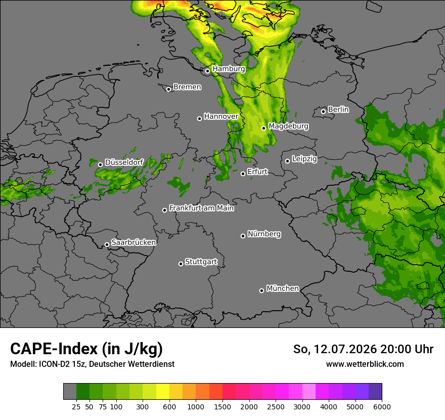 Modellkarte ICON-D2 – cape – deutschland