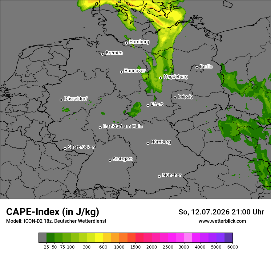Modellkarte ICON-D2 – cape – deutschland