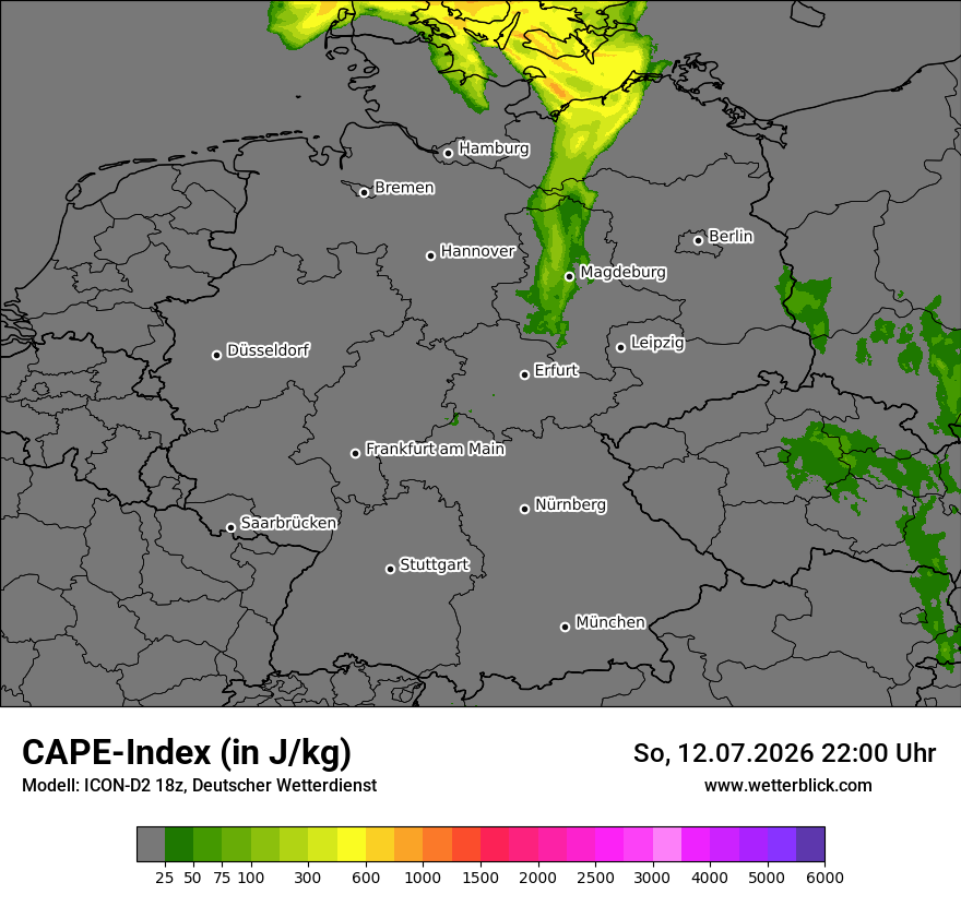 Modellkarte ICON-D2 – cape – deutschland