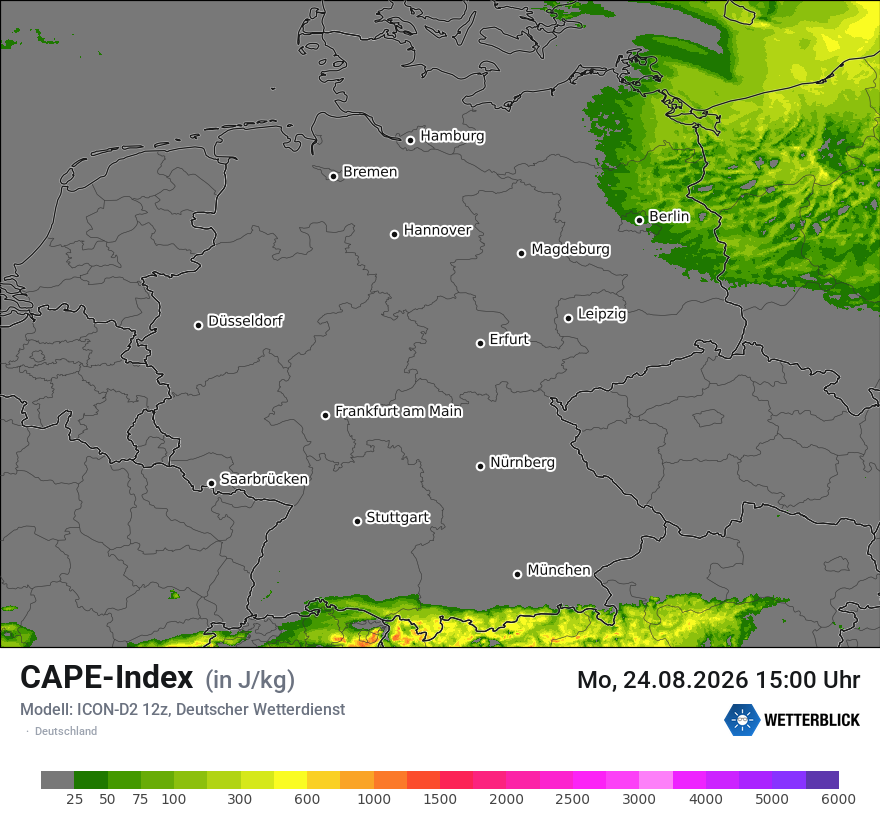 Modellkarte ICON-D2 – cape – deutschland