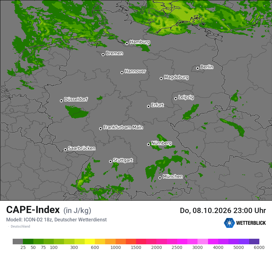 Modellkarte ICON-D2 – cape – deutschland
