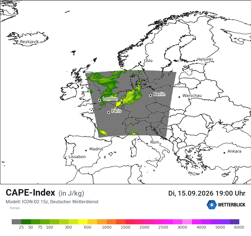 Modellkarte ICON-D2 – cape – europa
