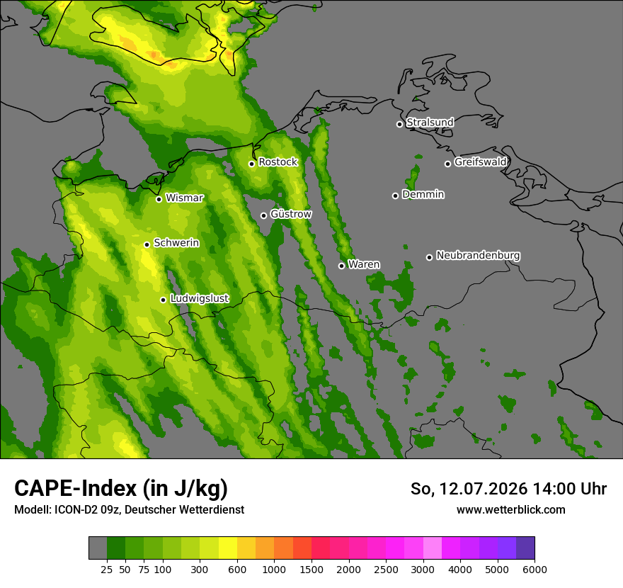 Modellkarte ICON-D2 – cape – mv