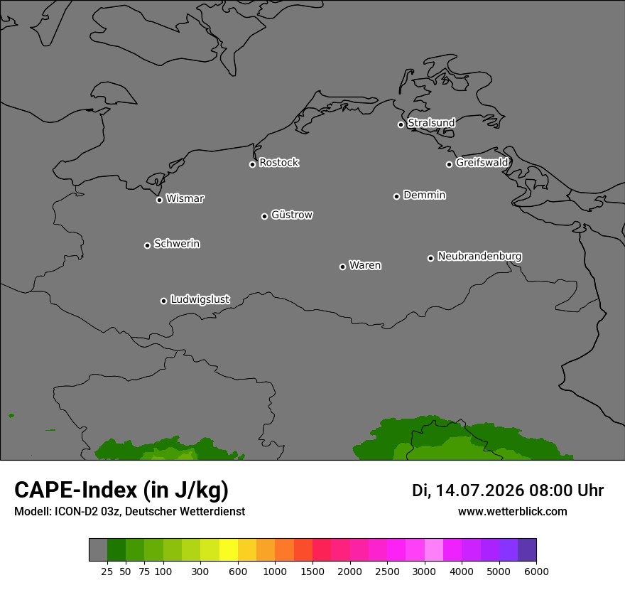 Modellkarte ICON-D2 – cape – mv