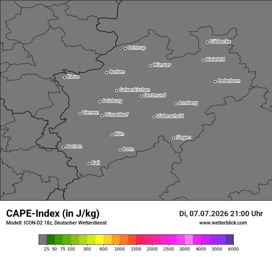Modellkarte ICON-D2 – cape – nrw