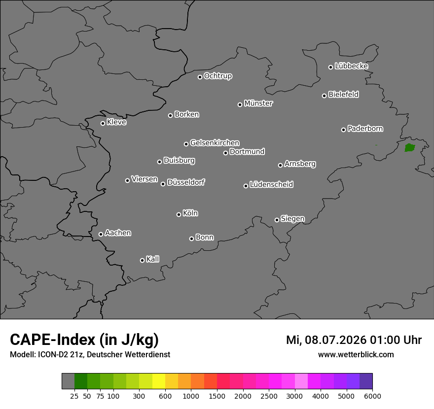 Modellkarte ICON-D2 – cape – nrw