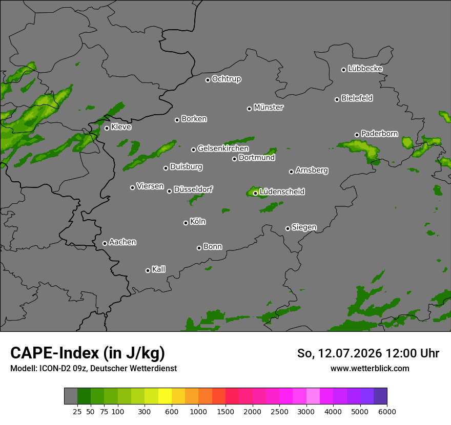 Modellkarte ICON-D2 – cape – nrw