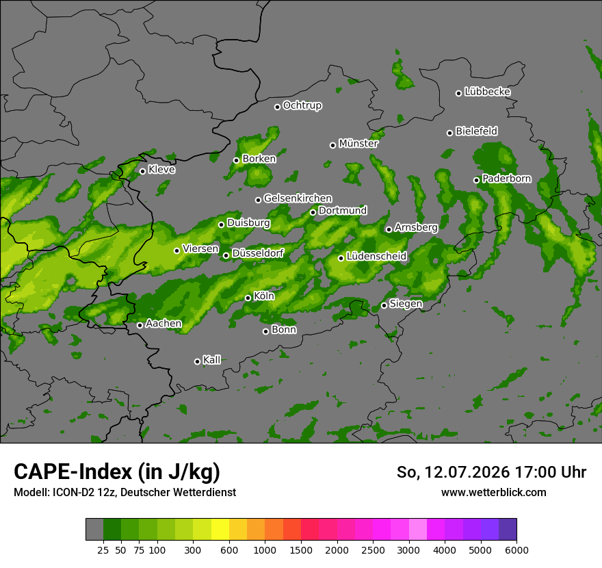 Modellkarte ICON-D2 – cape – nrw