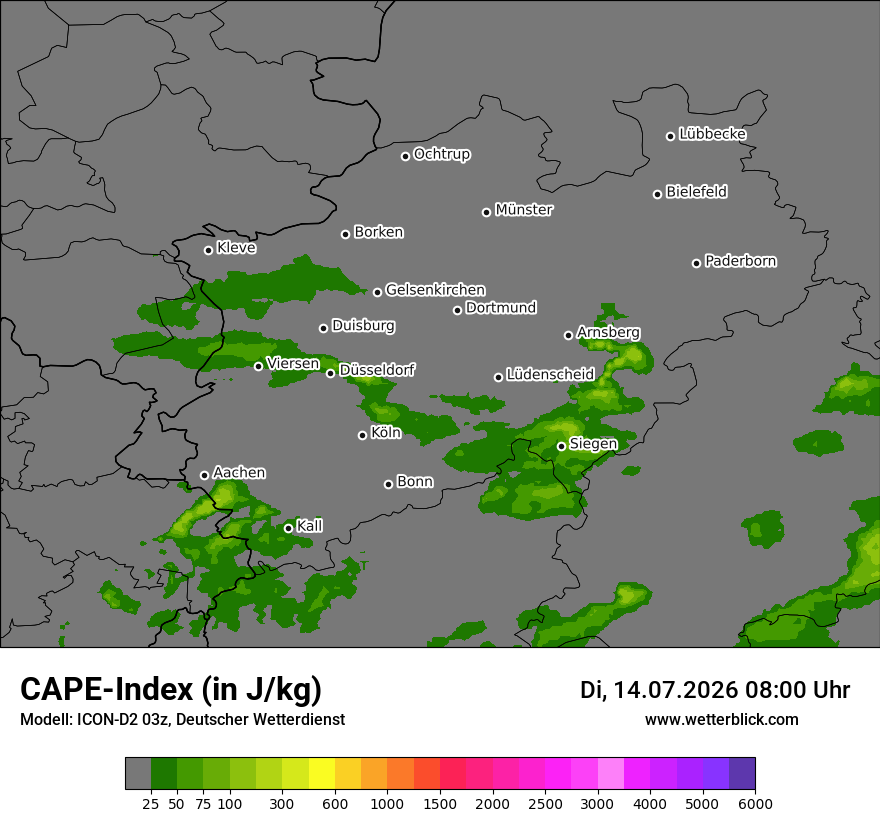 Modellkarte ICON-D2 – cape – nrw