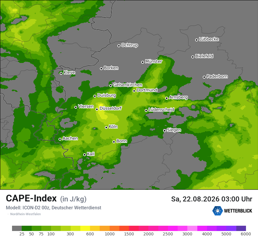 Modellkarte ICON-D2 – cape – nrw