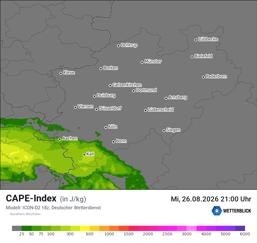 Modellkarte ICON-D2 – cape – nrw