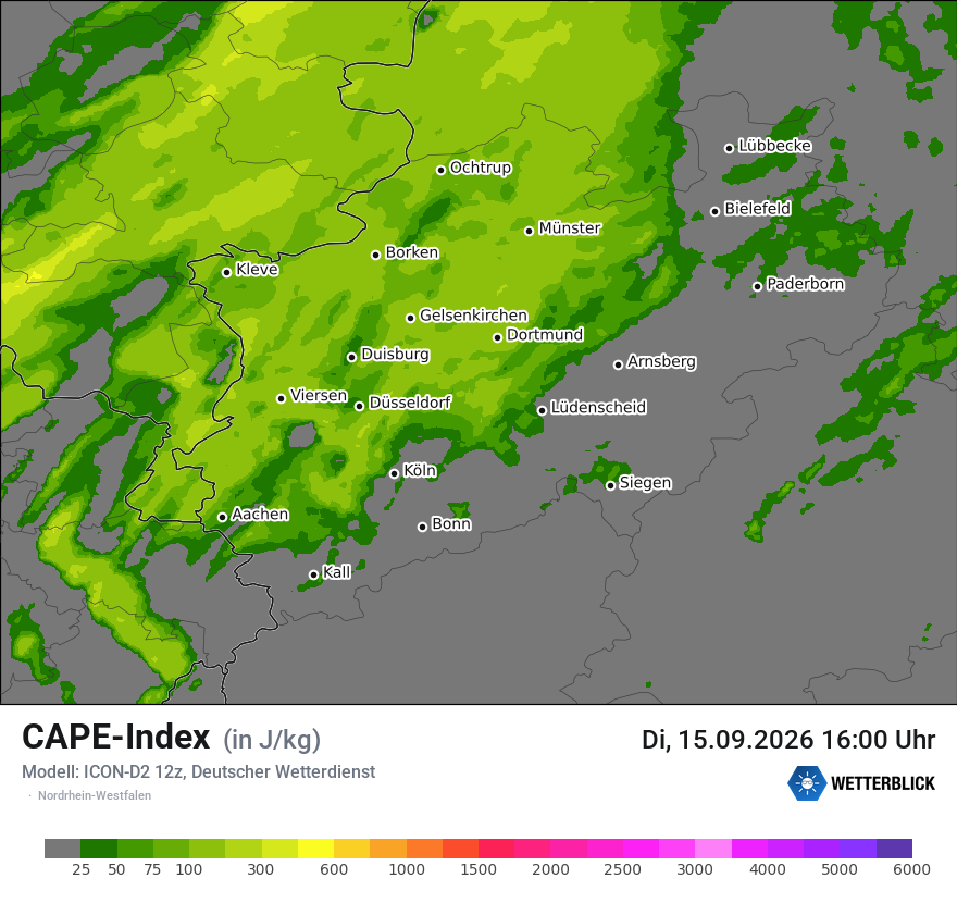 Modellkarte ICON-D2 – cape – nrw