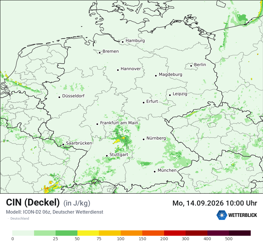 Modellkarte ICON-D2 – cin – deutschland