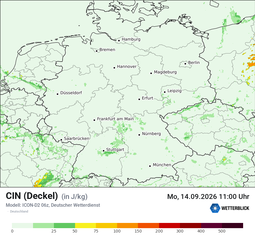 Modellkarte ICON-D2 – cin – deutschland