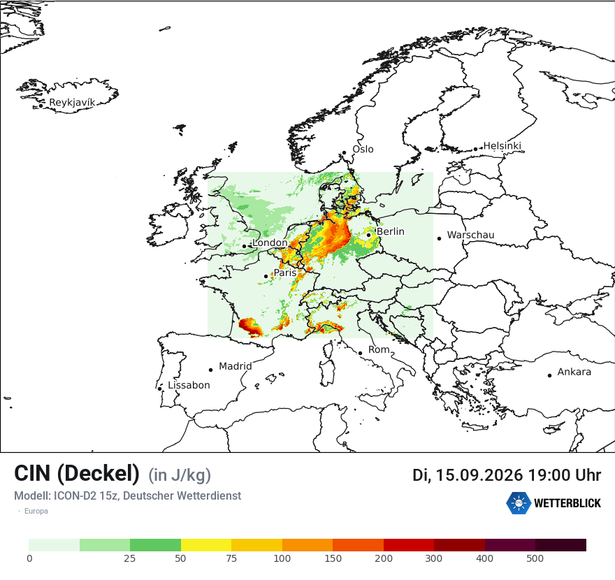 Modellkarte ICON-D2 – cin – europa