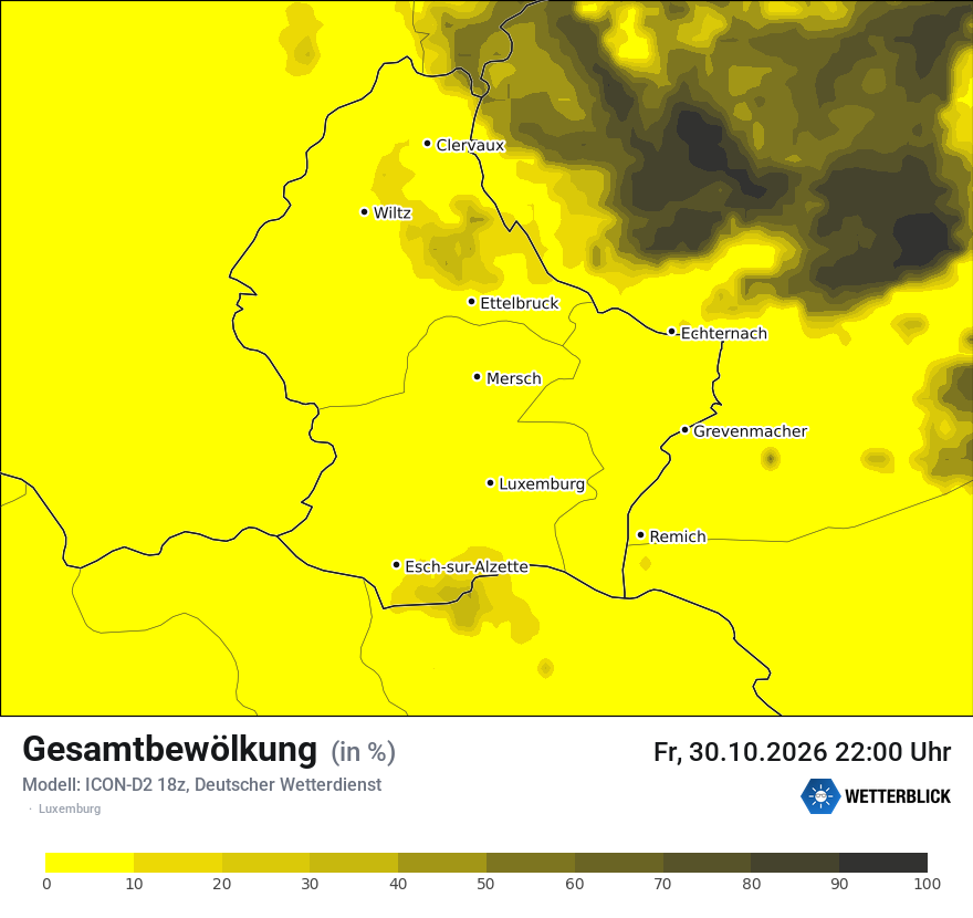 Modellkarte ICON-D2 – clct – luxemburg