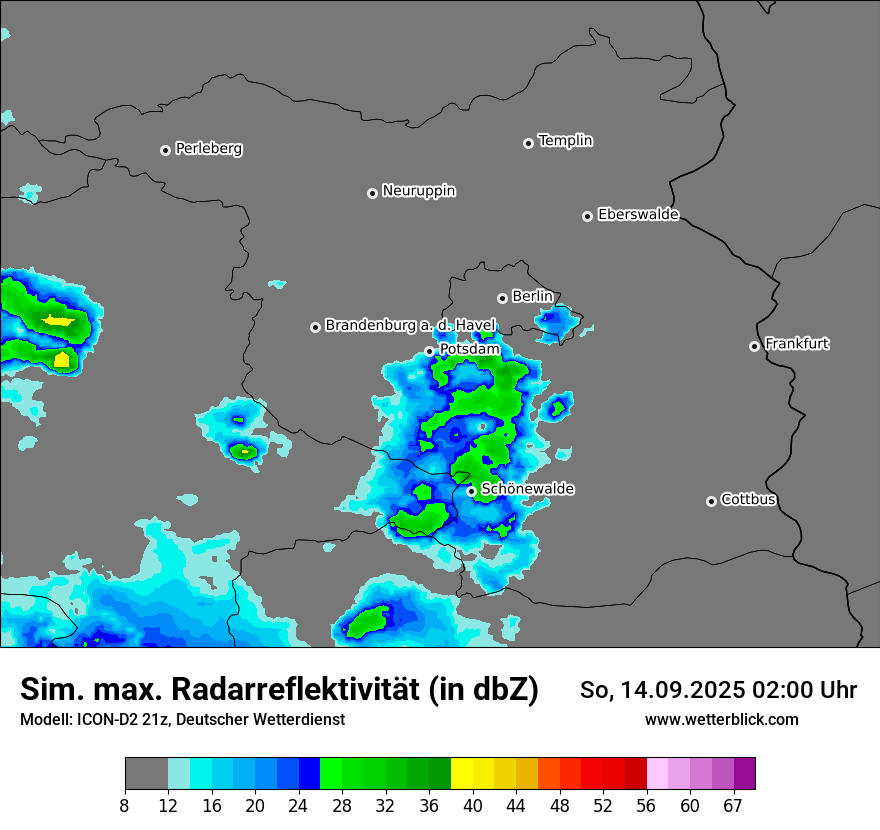 Modellkarten Simuliertes Radarbild