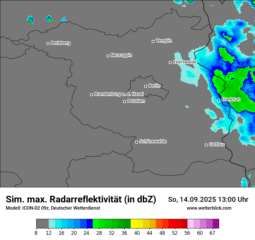 Modellkarten Simuliertes Radarbild