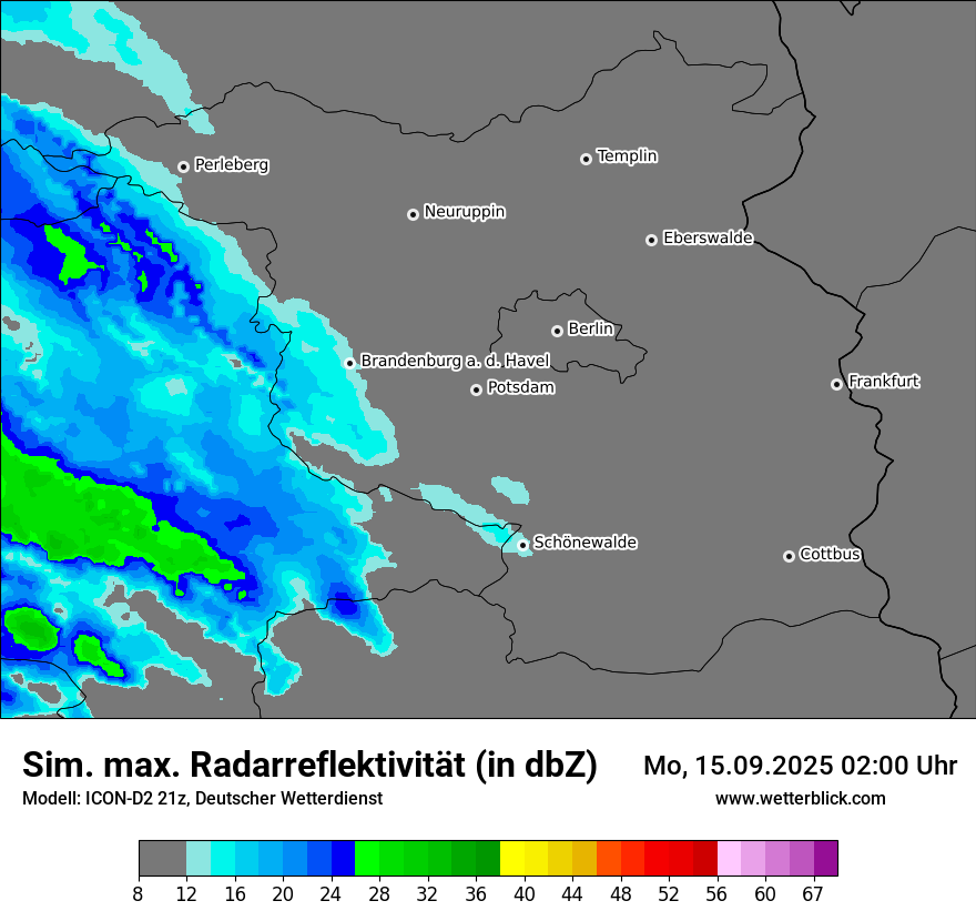 Modellkarten Simuliertes Radarbild