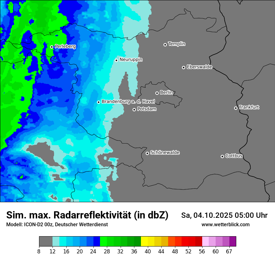 Modellkarten Simuliertes Radarbild
