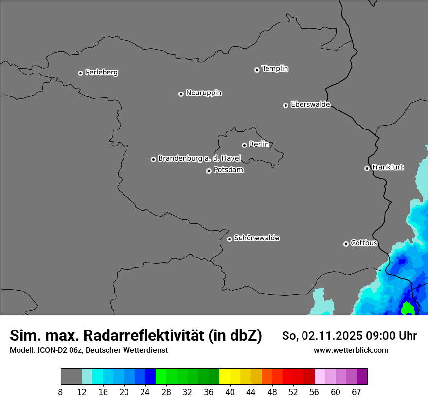 Modellkarten Simuliertes Radarbild