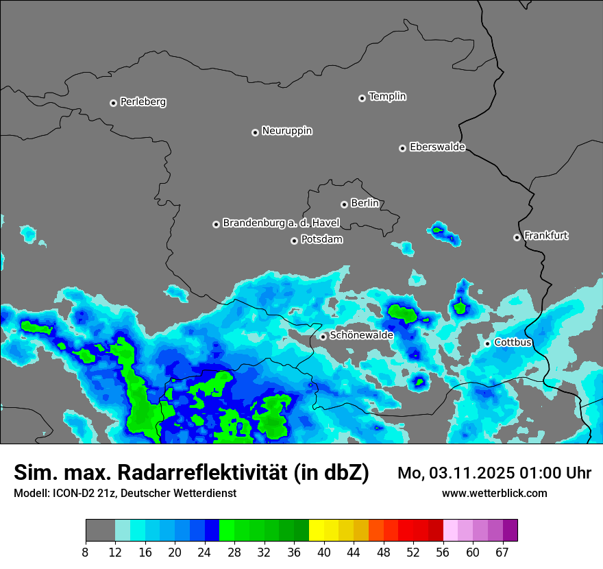 Modellkarten Simuliertes Radarbild