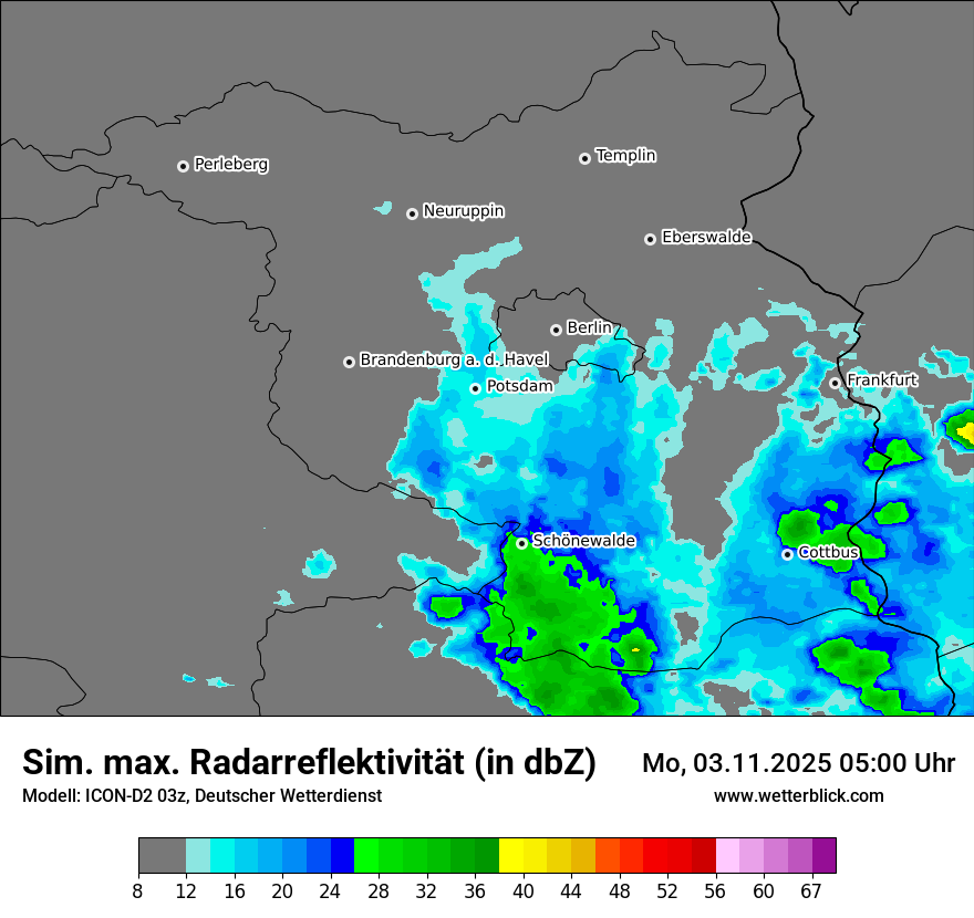 Modellkarten Simuliertes Radarbild