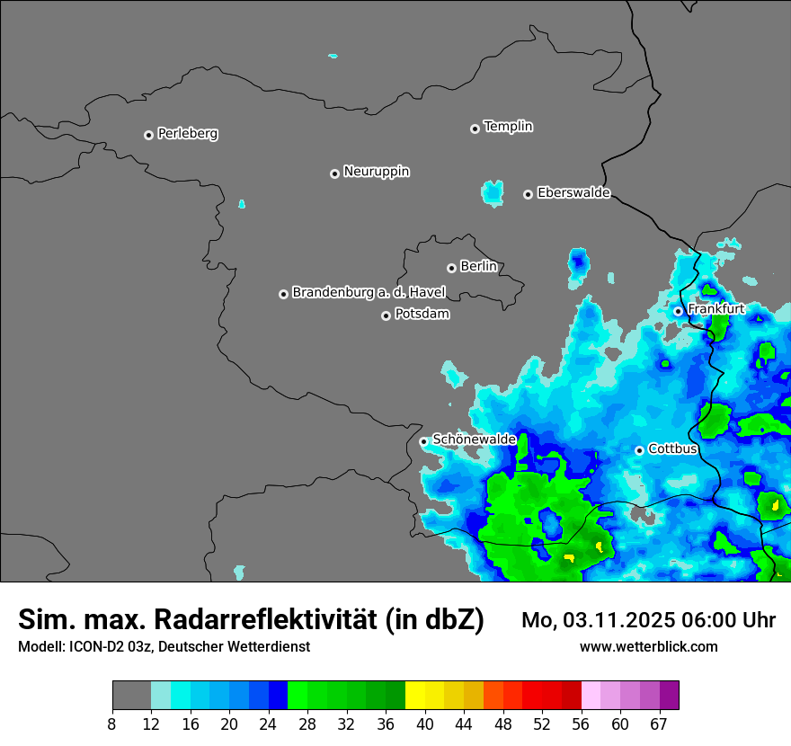 Modellkarten Simuliertes Radarbild