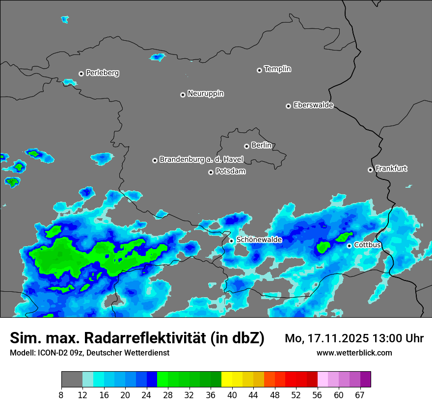 Modellkarten Simuliertes Radarbild