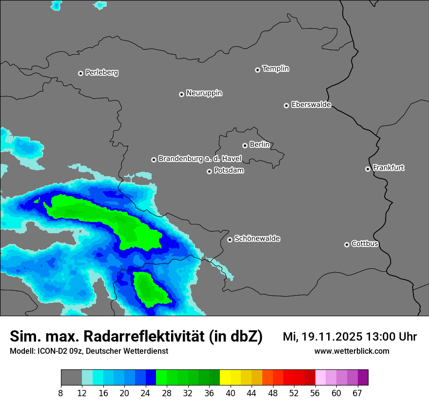 Modellkarten Simuliertes Radarbild