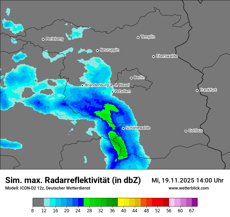 Modellkarten Simuliertes Radarbild
